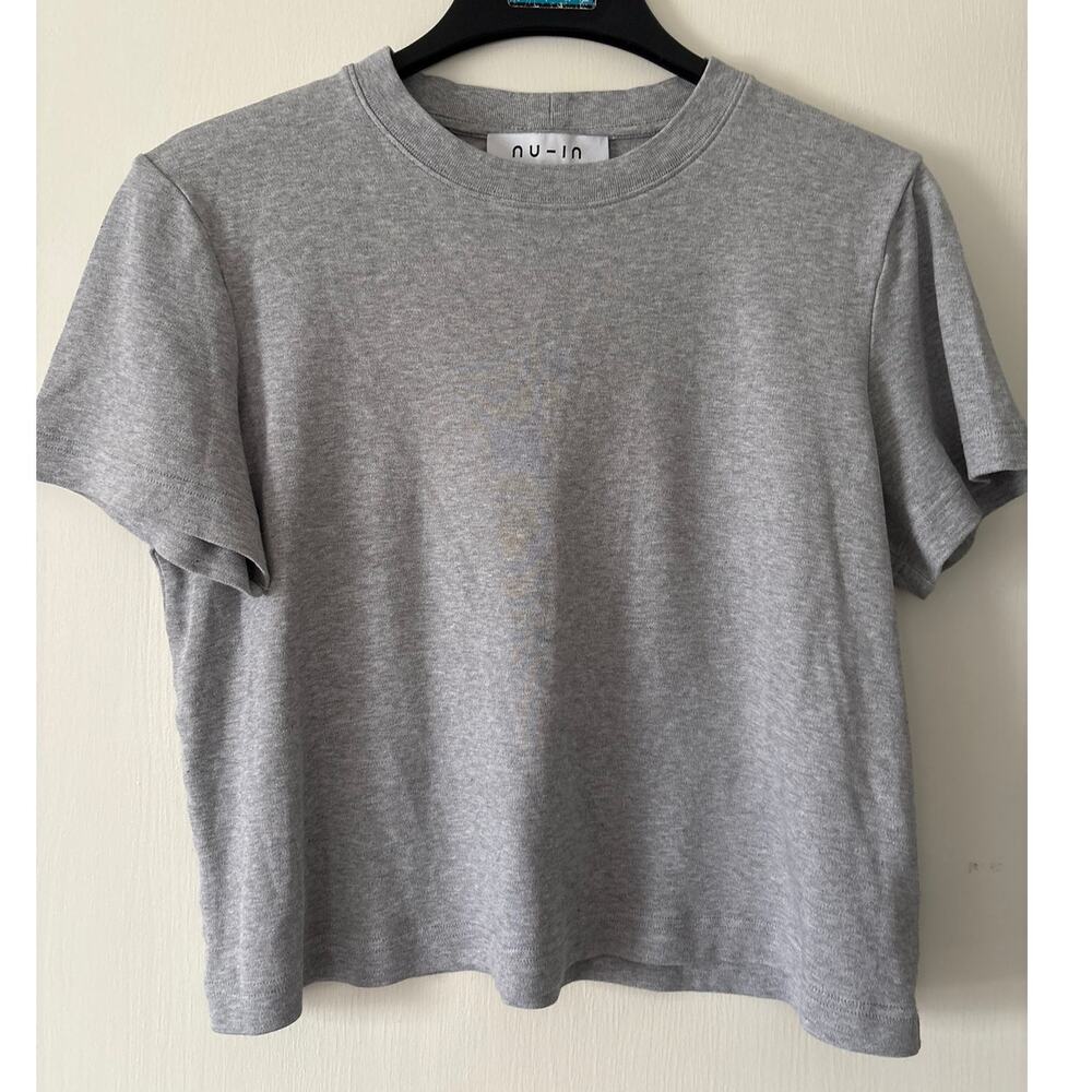 Nu-In Gray Minimalist 100% Cotton T-Shirt Tee Size Large